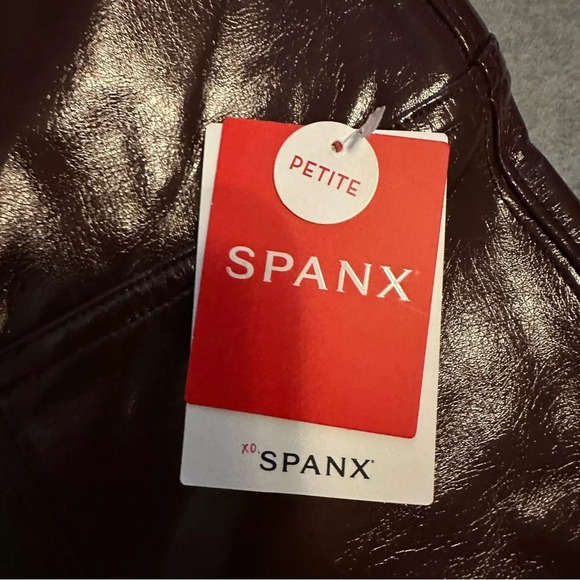 NWT Spanx Faux Patent Leather Leggings ruby size M petite - Picture 11 of 11